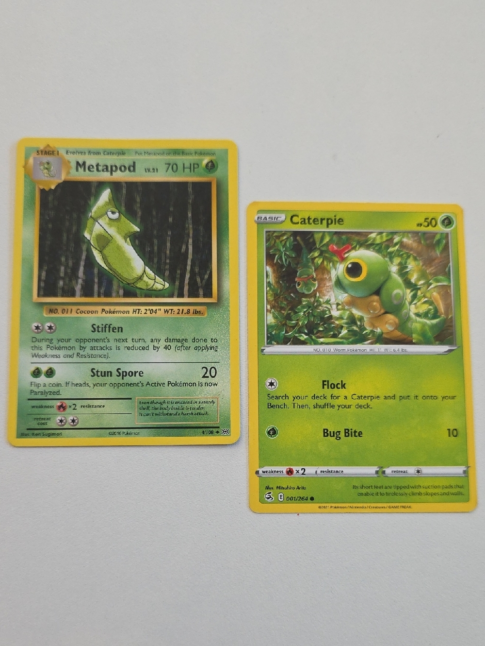Pokemon Caterpie And Metapod Card